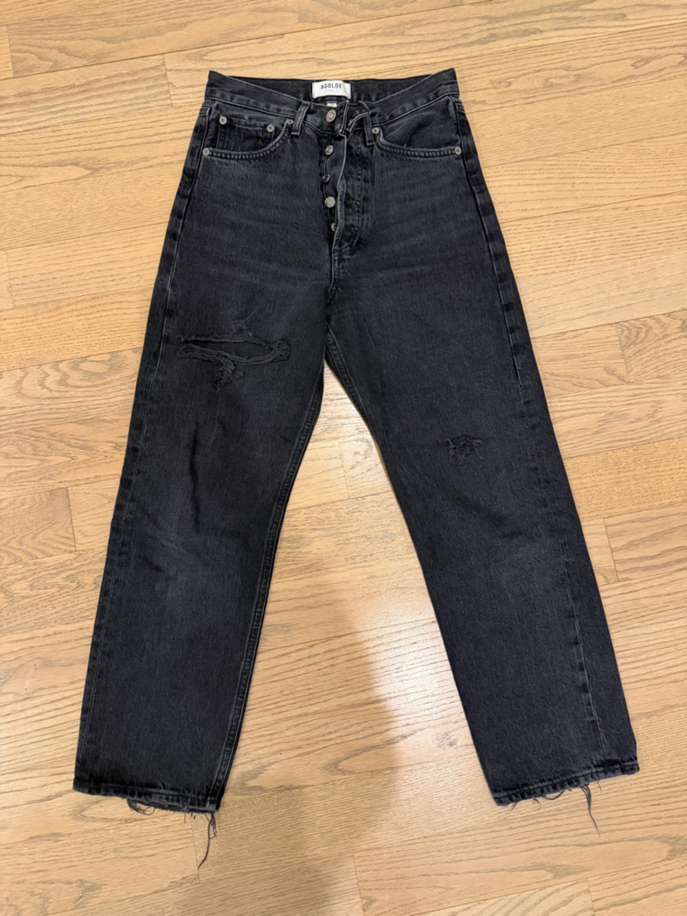 Agolde women's 90s crop Straight Black Jeans
